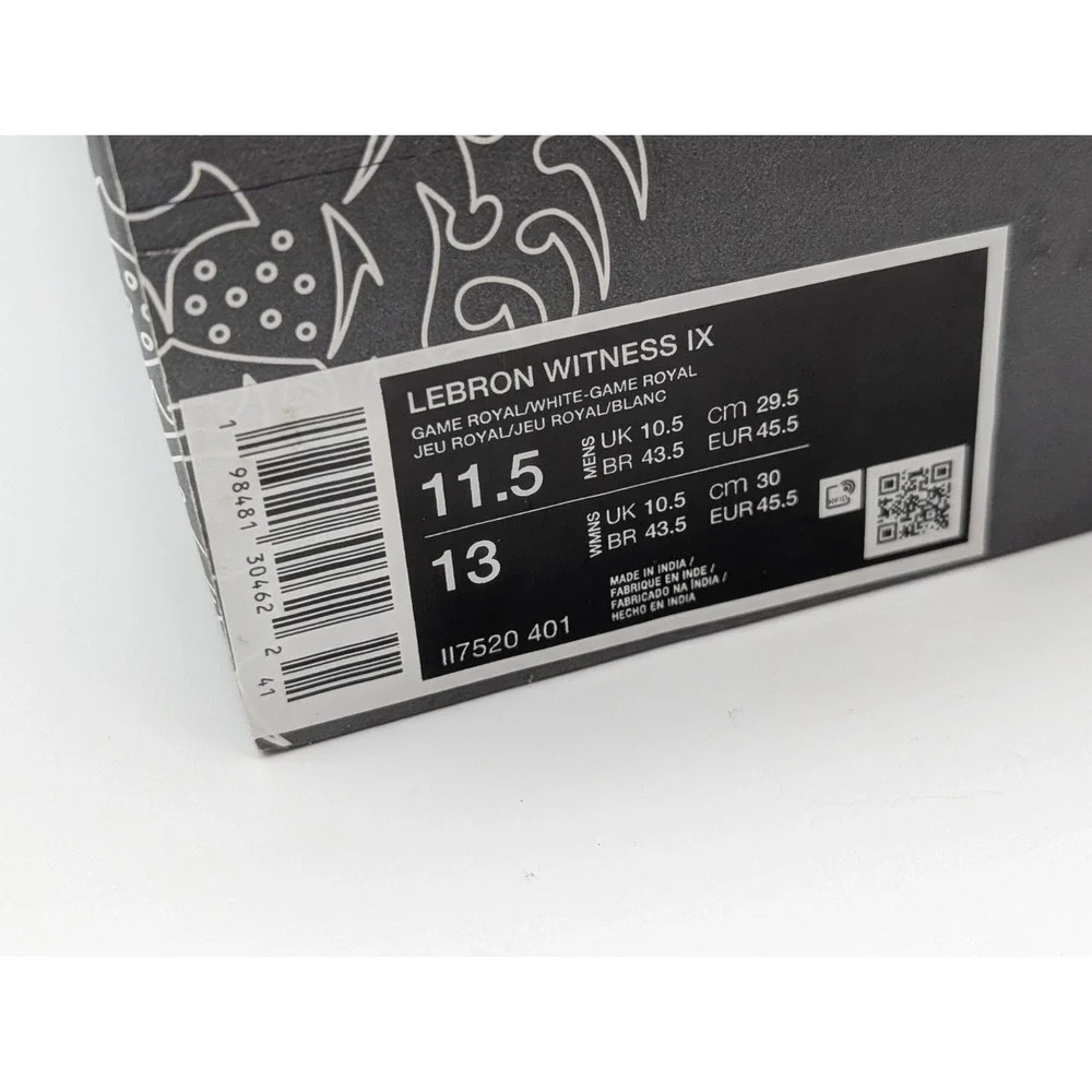 Nike LeBron Witness IX Shoes Mens 11.5 Game Royal White Basketball Sneakers